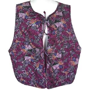 KIKA VARGAS‎ Women's 2X Purple Floral Quilted Vest Tie Front Sleeveless Target